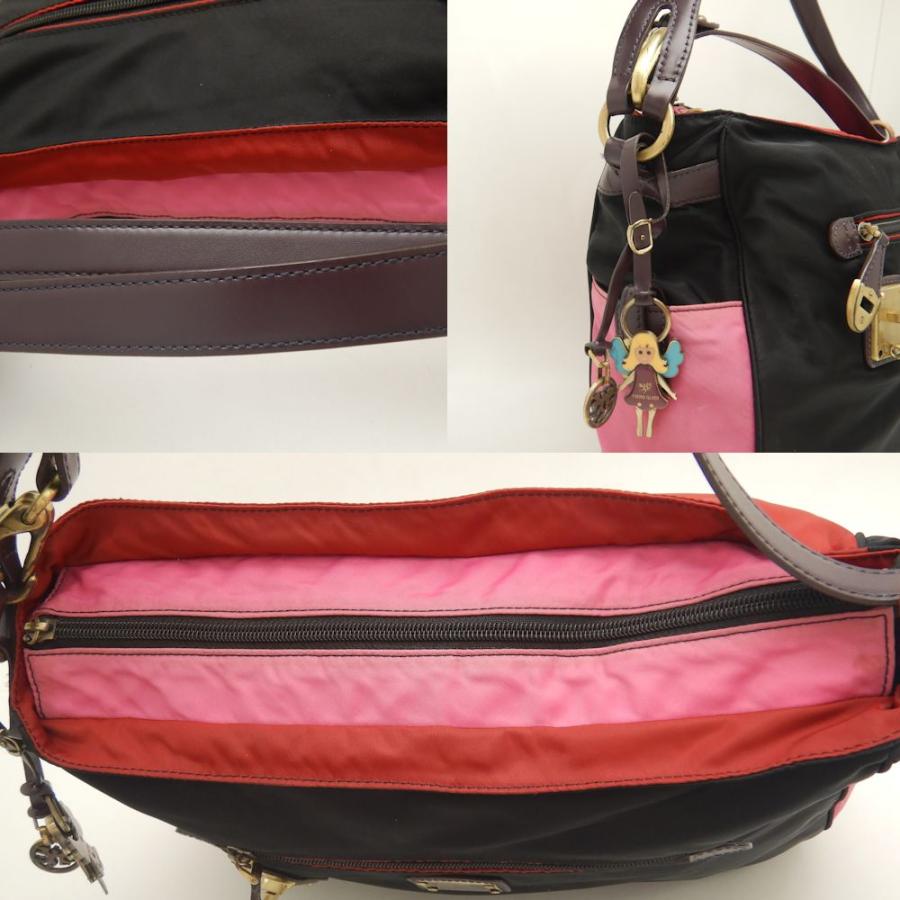 Piero Guidi ピエログイディ ショルダーバッグ ナイロンxレザー ブラック レッド  ピンク/251929【中古】 251929_1.jpg