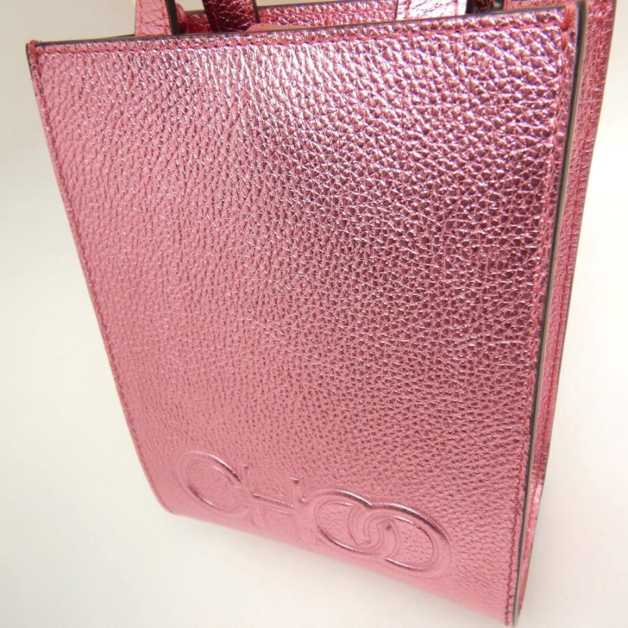 JIMMY CHOO ジミーチュウ ミニトートバッグ 2WAY エンボスロゴ レザー 