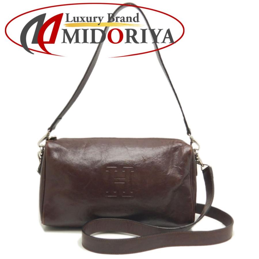 HIROFU ヒロフ ブラウンレザー ハンドバッグ ショルダー 本革 HIROFU