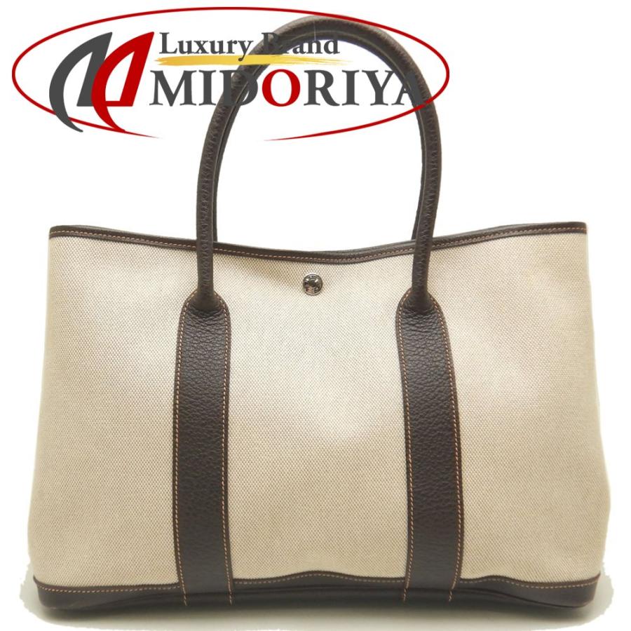 HERMES エルメス ガーデンパーティPM ハンドバッグ トワルアッシュxレザー マロン/252799【中古】 : MIDORIYA ...