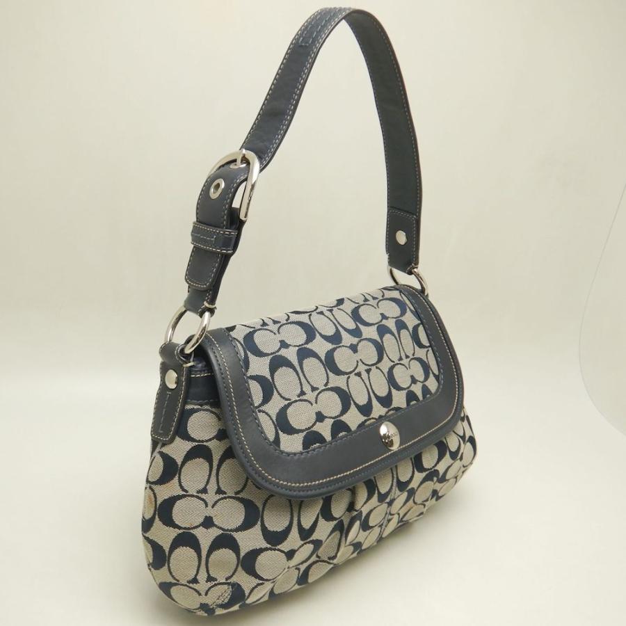 COACH シグネチャー ワンショルダー バッグ黒×ネイビー　ウール8139 COACH（コーチ） シグネチャー ワンショルダーバッグ F13739