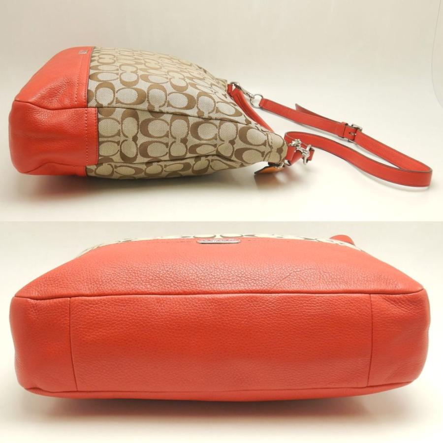 COACH（コーチ） ホーボー F23279 ショルダーバッグ シグネチャー キャンバスxレザー ベージュ レッド アウトレット/252901 ...
