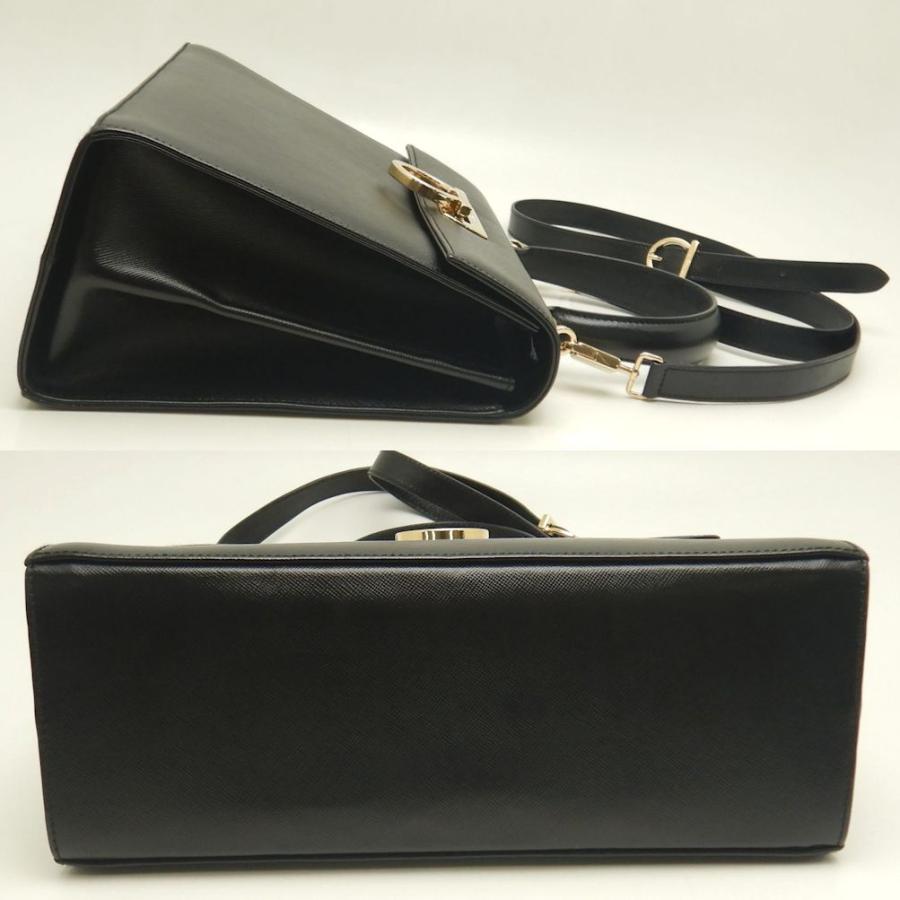 Ferragamo ハンドバッグ ガンチーニ サフィアーノレザー ブラック