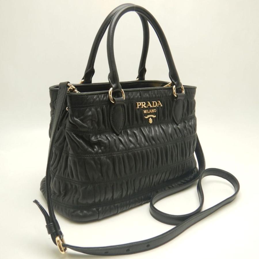 PRADA プラダ 1BA173 2WAY ハンドバッグ NAPPA GAUFRE レザー プリーツ NERO レディース /253216【中古】_1