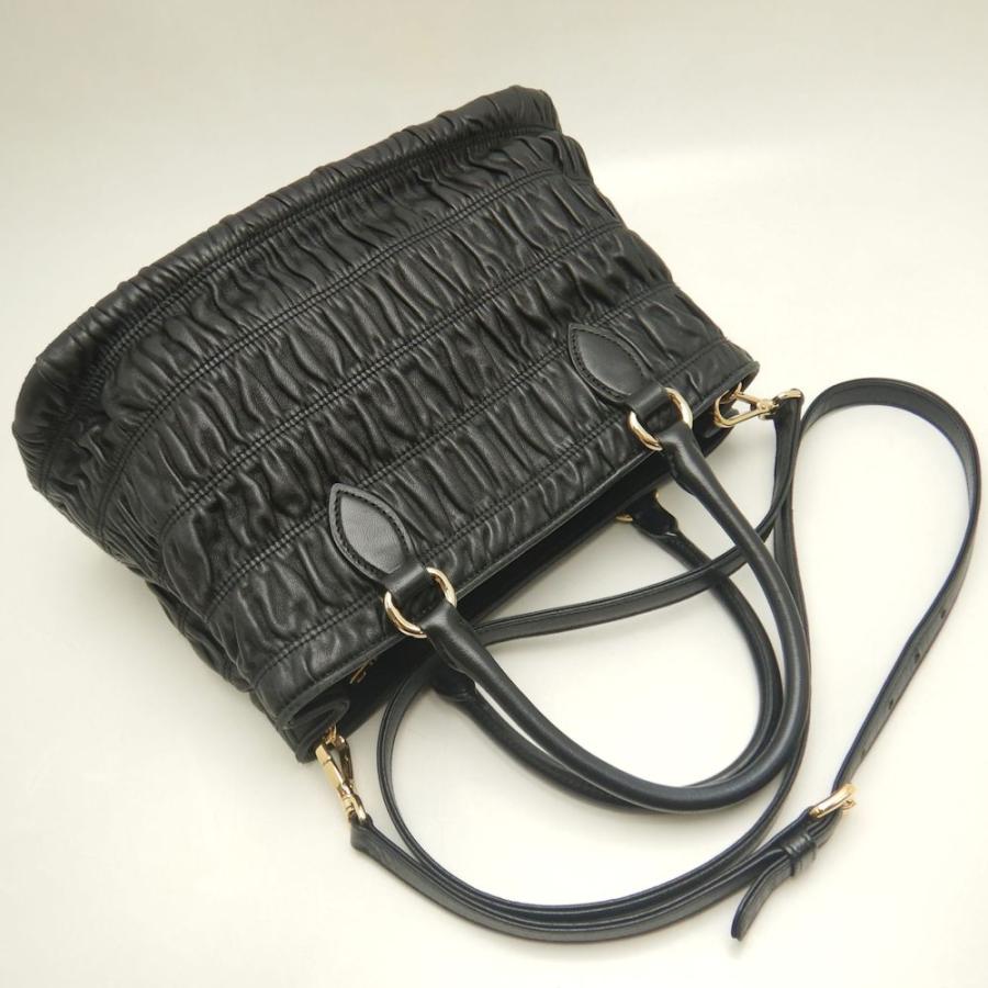 PRADA プラダ 1BA173 2WAY ハンドバッグ NAPPA GAUFRE レザー プリーツ NERO レディース /253216【中古】_2