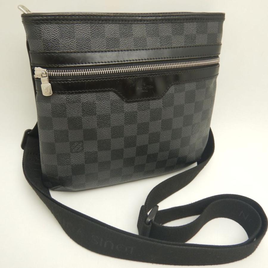 LOUIS VUITTON ルイヴィトン ダミエ グラフィット トマス N58028 ショルダーバッグ ノワール メンズ /253229【中古】_1