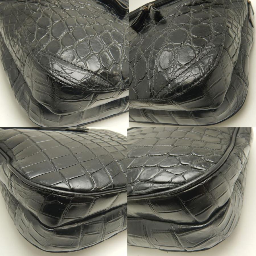 エアロペガサス　クロコクランチセット　 中古　USED品 GRES（グレ） ショルダーバッグ クロコダイル ブラック レディース