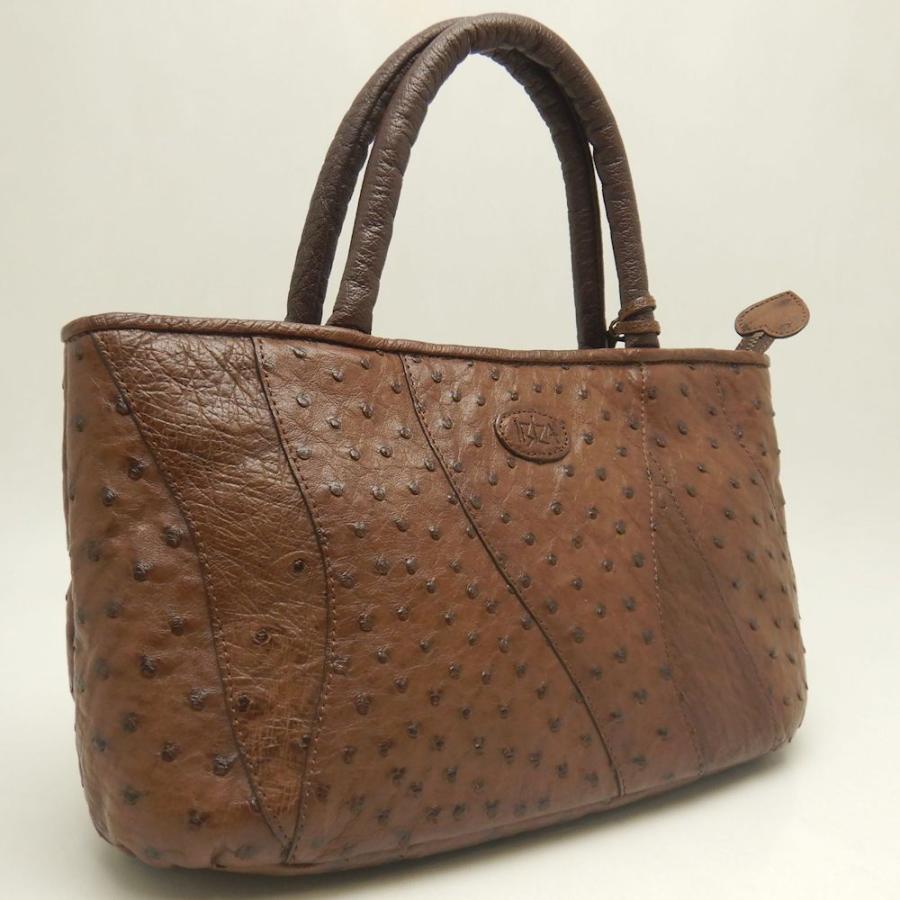 IBIZA オーストリッチ　レザーハンドバッグ　未使用品！ IBIZA（イビサ） ハンドバッグ オーストリッチ ブラウン レディース