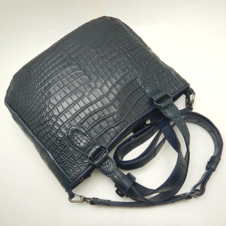 Crocodile（クロコダイル） IBIZA イビサ 2WAY ハンドバッグ ネイビー