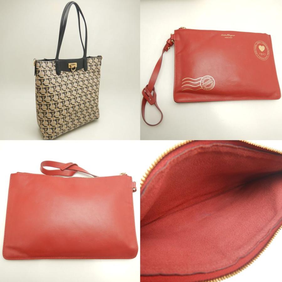 Salvatore Ferragamo サルヴァトーレフェラガモ ガンチーニ AU-21/H993 トートバッグ PVC ベージュ ブラック レディース /253431【中古】_6