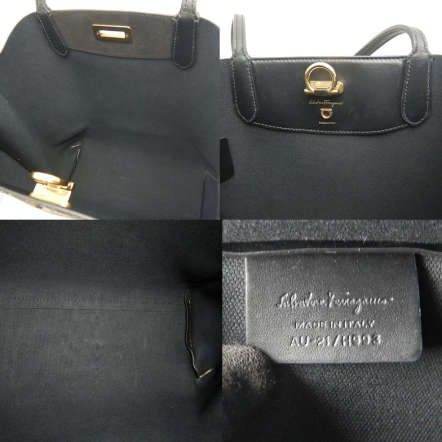 Salvatore Ferragamo サルヴァトーレフェラガモ ガンチーニ AU-21/H993 トートバッグ PVC ベージュ ブラック レディース /253431【中古】_8