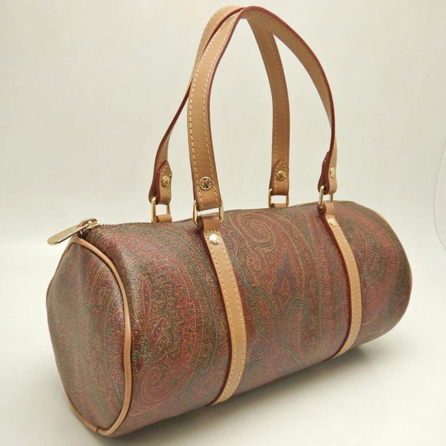 美品 エトロ ペイズリー柄 ミニボストンバッグ ハンドバッグ PVC レザー ETRO（エトロ） ペイズリー ミニボストンバッグ PVCコーティング