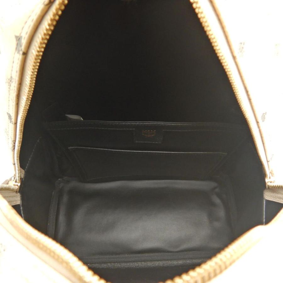 MCM エムシーエム ヴィセトス Stark サイドスタッズ MMK7AVE99IG001 リュック・バックパック レザー ベージュ レディース /253557【中古】