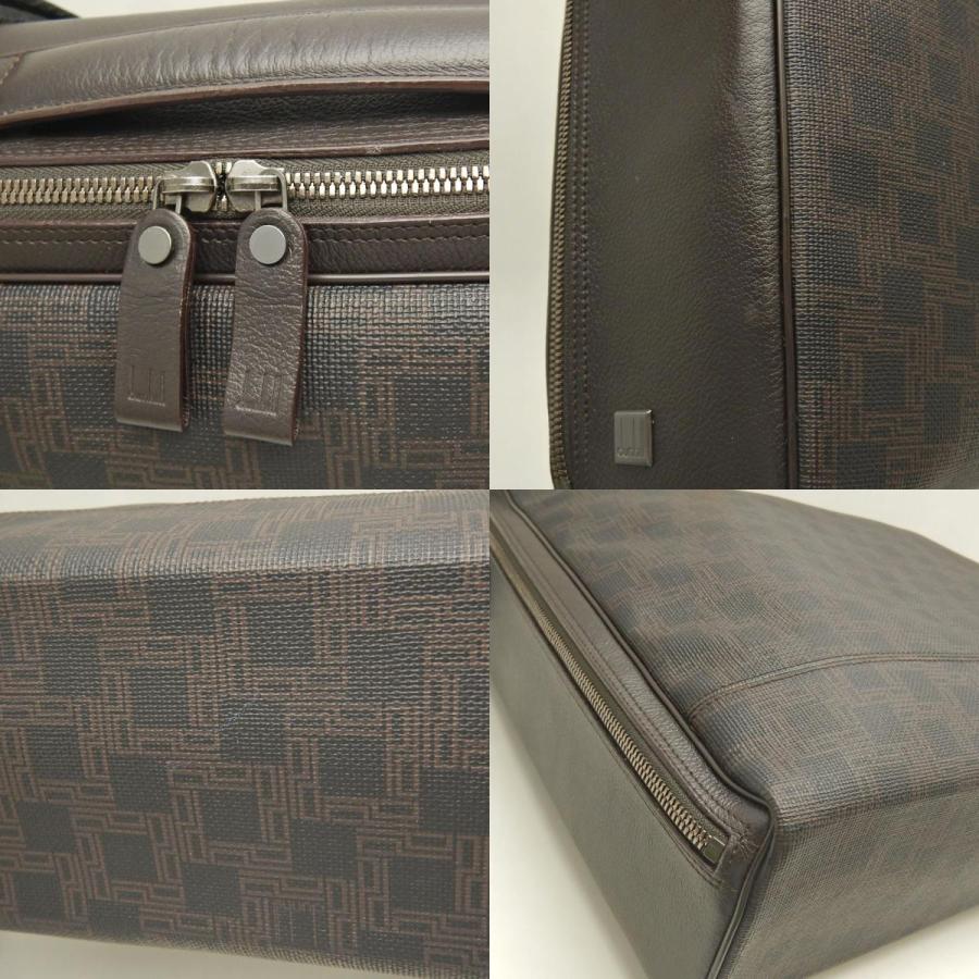 美品 ダンヒル D8 PVC×レザー 2WAYバッグ 正規品 Dunhill ダンヒル D-EIGHT D8 ビジネスバッグ PVCxレザー ブラウン