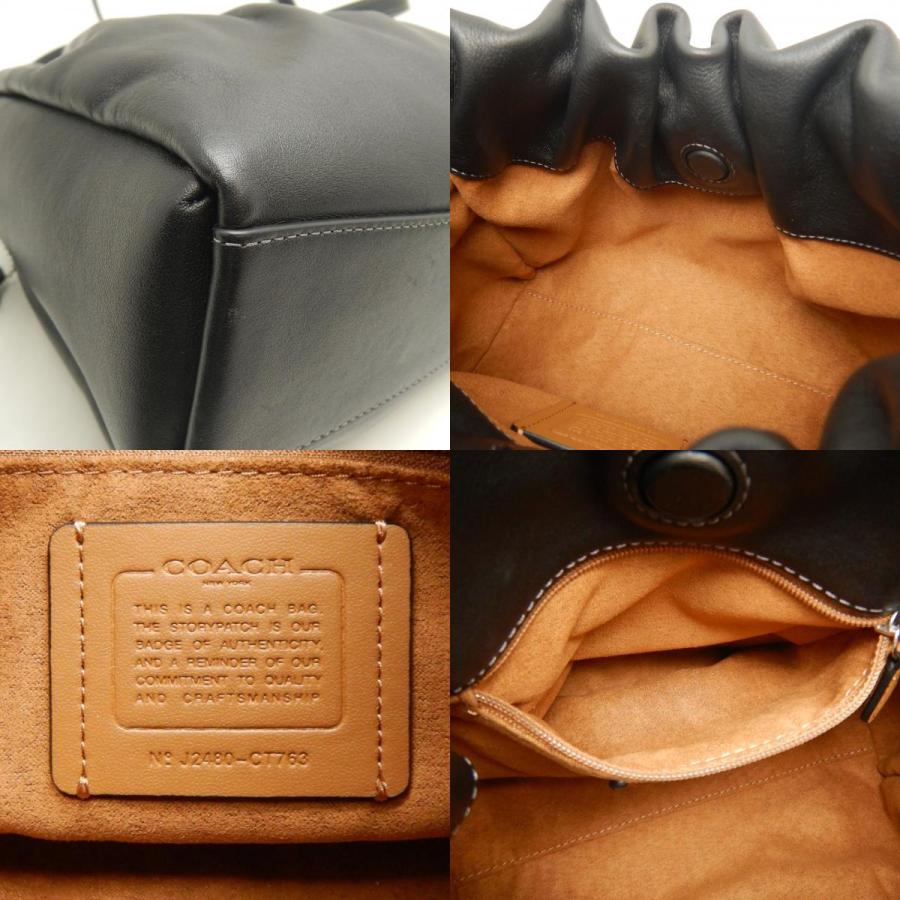 ◆ COACH コーチ フェイ ドローストリングバッグ ショルダーバッグ 2WAY CT763 ブラック スムース レザー 中古品◆ V6526NH COACH（コーチ） フェイ ドローストリングバッグ CT763 ショルダー