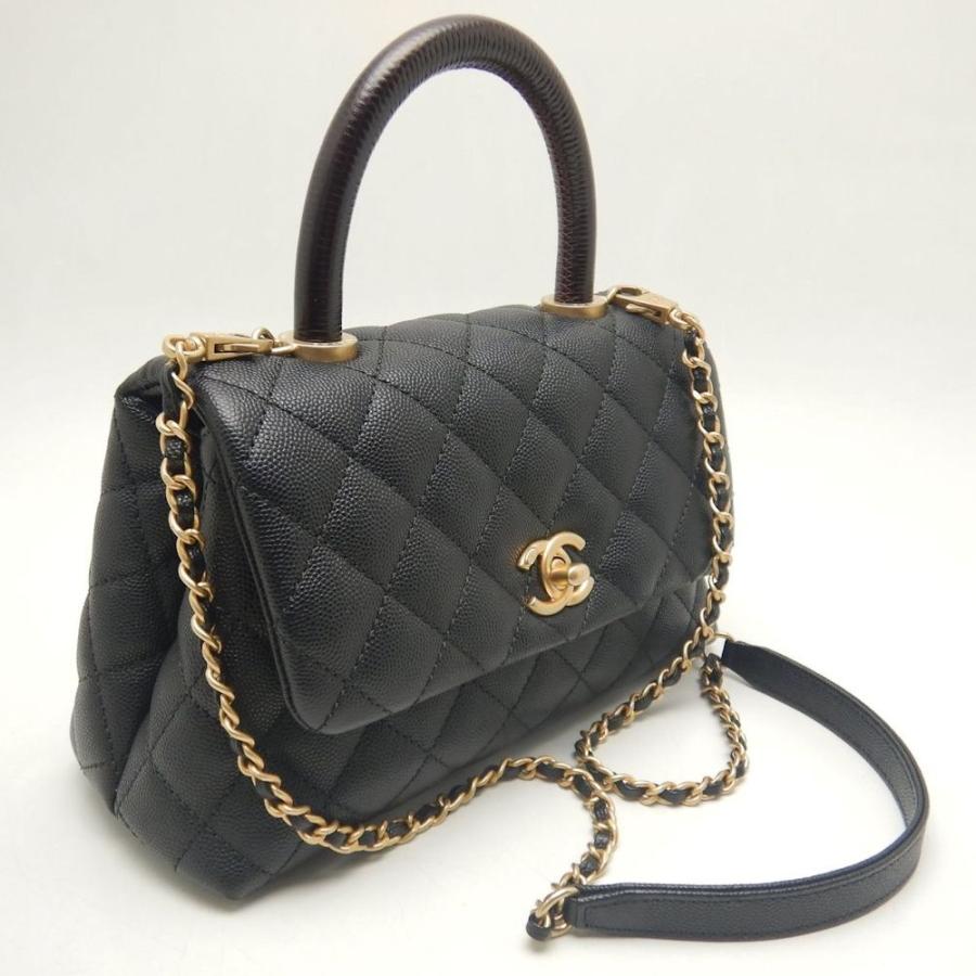 CHANEL シャネル ココハンドル フラップバッグ マトラッセ A92990 ハンドバッグ キャビアスキンxリザード  レディース /253757【中古】の画像