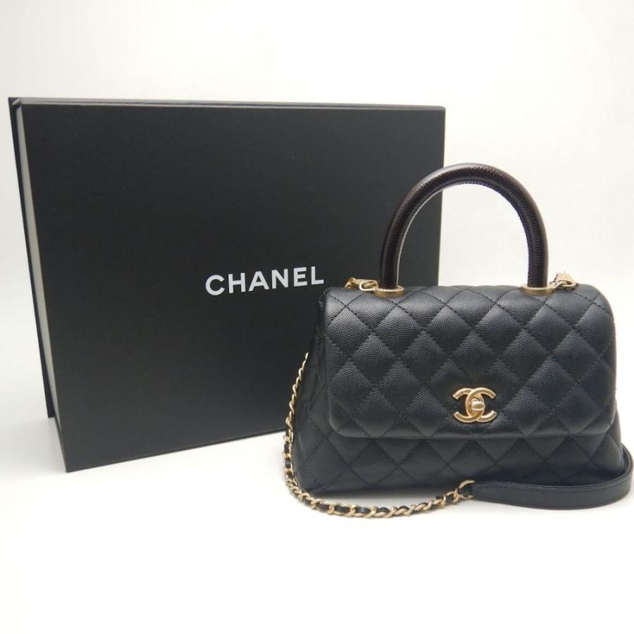 CHANEL シャネル ココハンドル フラップバッグ マトラッセ A92990 ハンドバッグ キャビアスキンxリザード  レディース /253757【中古】の画像