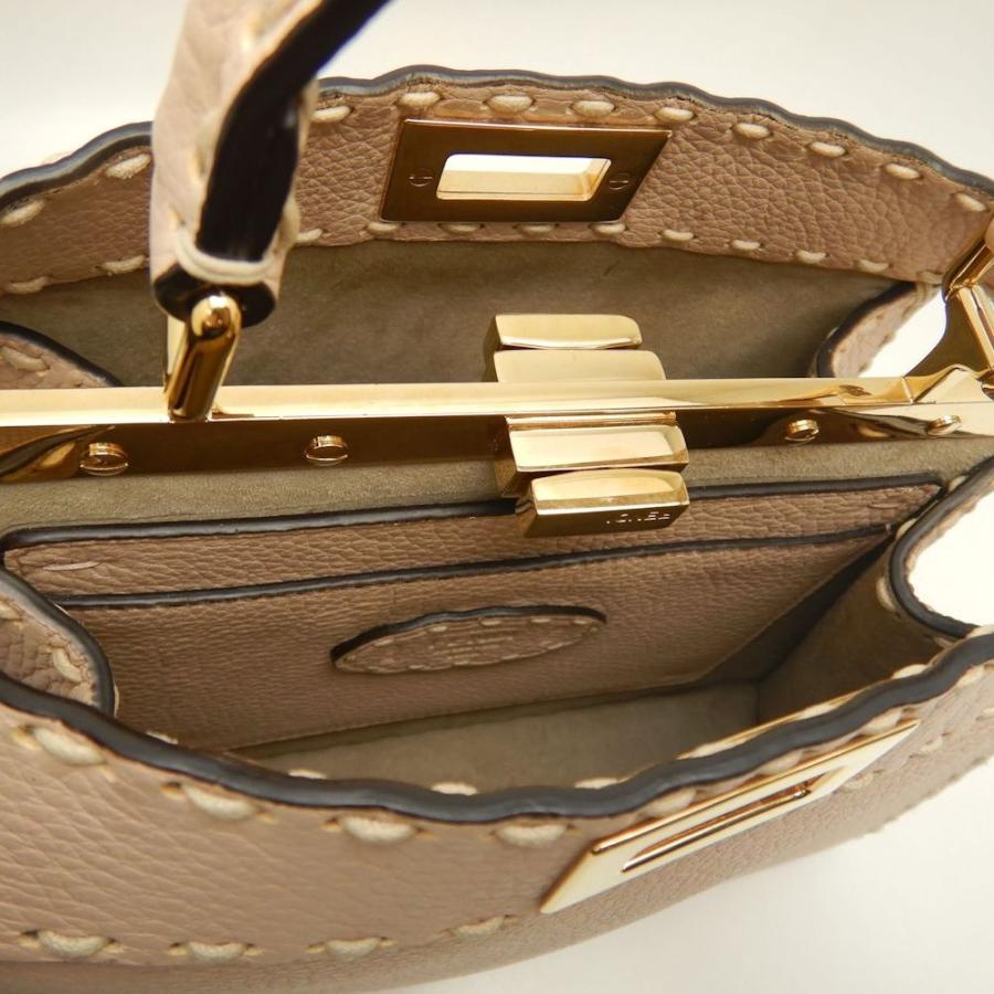 レア 新品 FENDI バッグ ベージュ 袋 カード付き FENDI（フェンディ） ピーカブー ミニ 8BN327 ハンドバッグ レザー