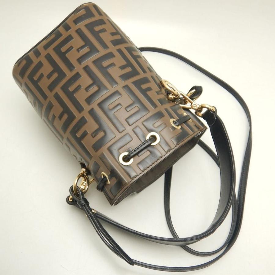 FENDI フェンディ モントレゾールミニ ズッカ 8BS010A659F13VK ショルダーバッグ カーフ ブラウン レディース /253846【中古】の画像