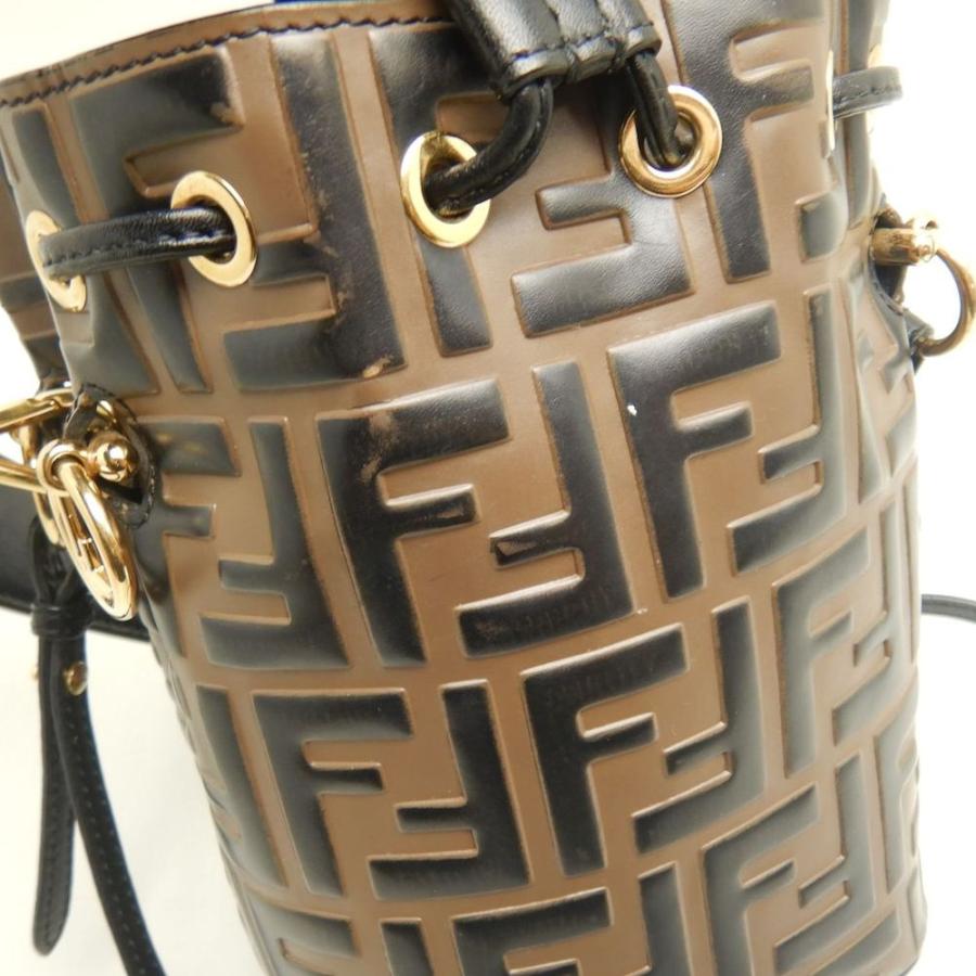 FENDI フェンディ モントレゾールミニ ズッカ 8BS010A659F13VK ショルダーバッグ カーフ ブラウン レディース /253846【中古】の画像