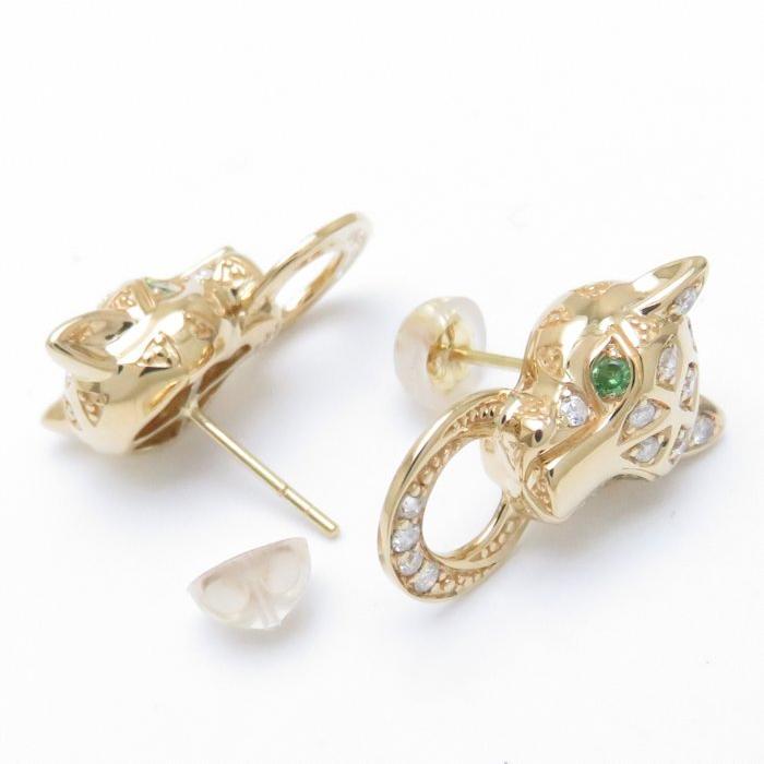 motif ピアス パンサーモチーフ グリーンガーネット ダイヤモンド 