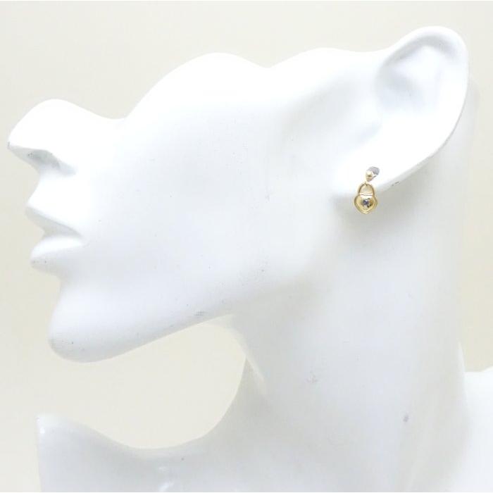 motif 鍵モチーフ ピアス サファイヤ ハートロック＆キー K18YG