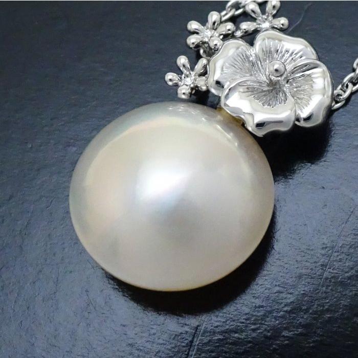 TASAKI 田崎真珠 マベパール ネックレス 真珠 花モチーフ シルバー 
