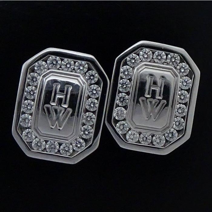 HARRY WINSTON ハリーウィンストン HWロゴ ピアス ダイヤモンド 