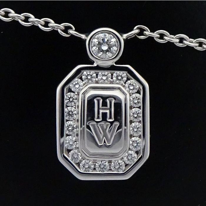HARRY WINSTON ハリーウィンストン ＨＷロゴ ネックレス ダイヤモンド PEDWRD16HWL K18WG ホワイトゴールド /291298【中古】