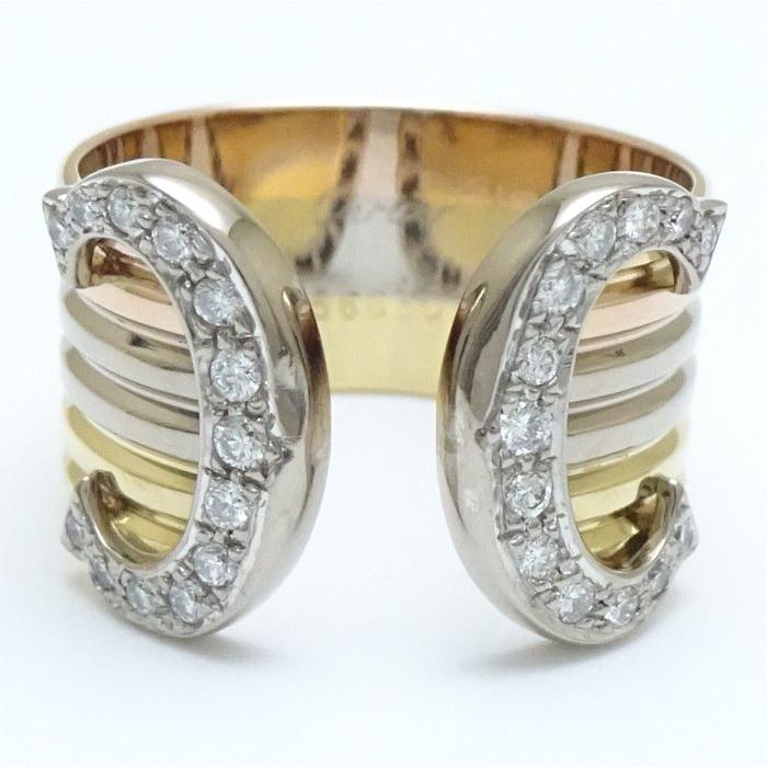 カルティエ ダイヤモンド2Cリング #52 楽天市場】カルティエ 2C ダイヤ リング SM ＃52 約12号 指輪