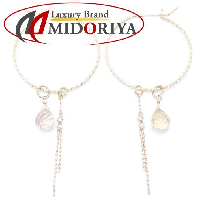 agete アガット チャーム付き フープ ピアス クリスタル キュービック  