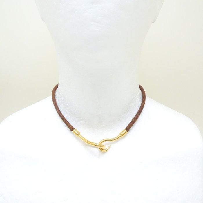 エルメス　HERMES ジャンボ チョーカー HERMES エルメス ジャンボ チョーカー ネックレス 茶革 レザー