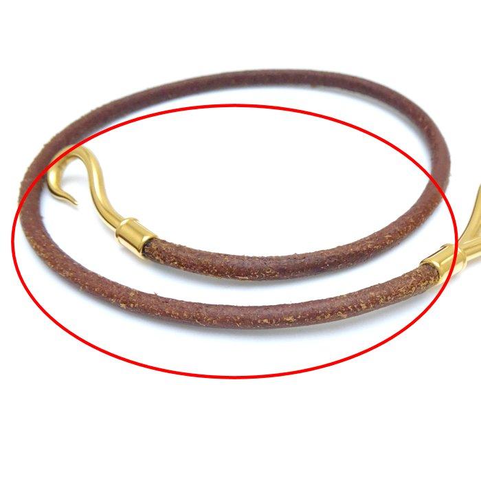 HERMES エルメス ジャンボ チョーカー ネックレス 茶革 レザー