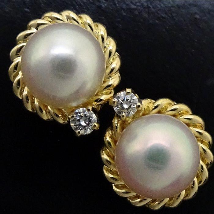 【美品】MIKIMOTO パールピアス　約6.4㎜珠　K18WG MIKIMOTO（ミキモト） パール ピアス アレンジ可能 真珠6.4ミリ