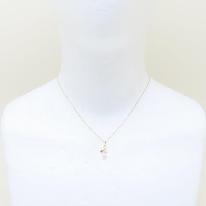 MIKIMOTO ミキモト パール ネックレス 真珠5ミリ ルビー K18YG