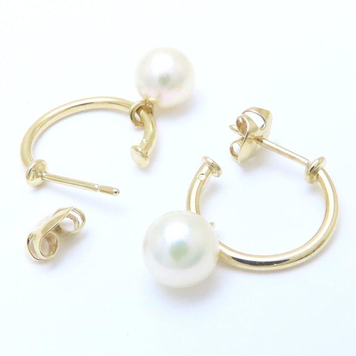 MIKIMOTO（ミキモト） パール付き フープ ピアス 真珠7.1ミリ K18YG 