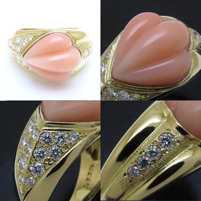 MIKIMOTO（ミキモト） リング 指輪 サンゴ ダイヤモンド0.33ct 10号