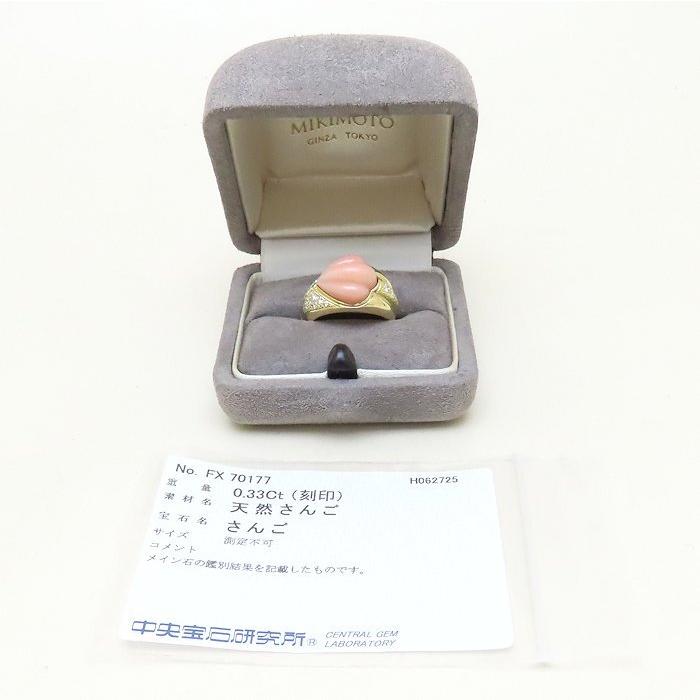 MIKIMOTO（ミキモト） リング 指輪 サンゴ ダイヤモンド0.33ct 10号
