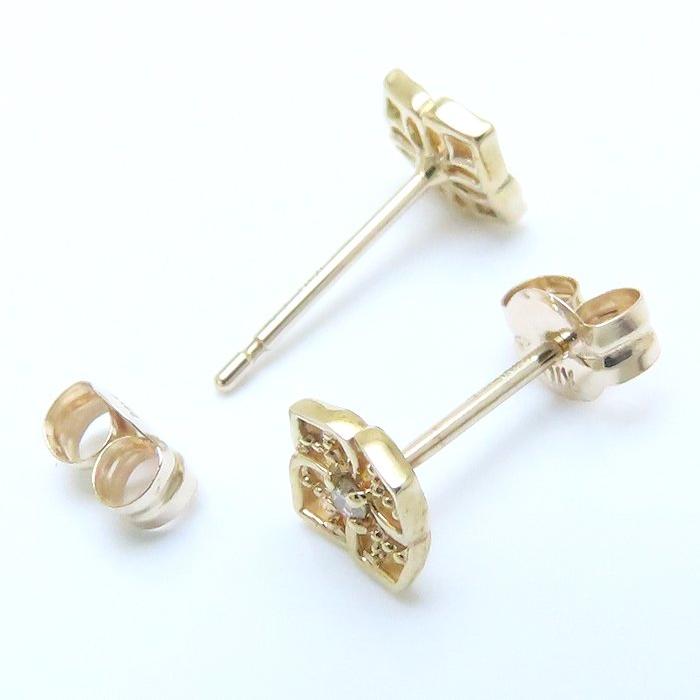 agete（アガット） ダイヤモンド ピアス 花モチーフ 10151112009 K10YG