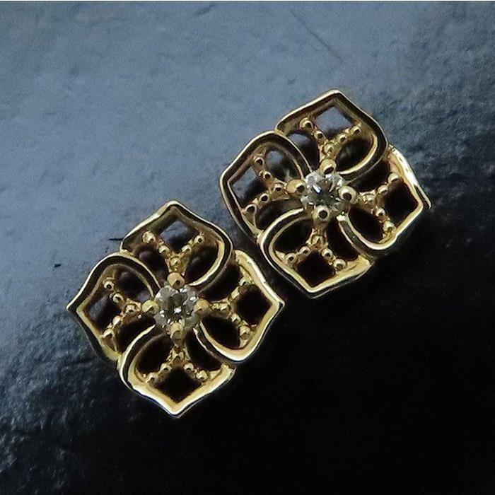 agete（アガット） ダイヤモンド ピアス 花モチーフ 10151112009 K10YG