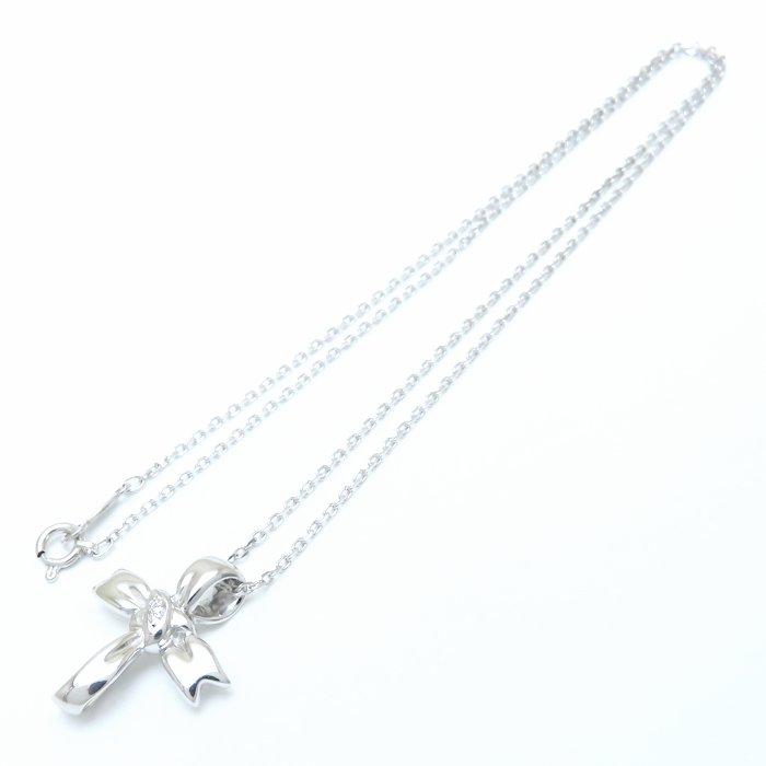 MIKIMOTO（ミキモト） リボン クロス ネックレス ダイヤモンド0.01ct