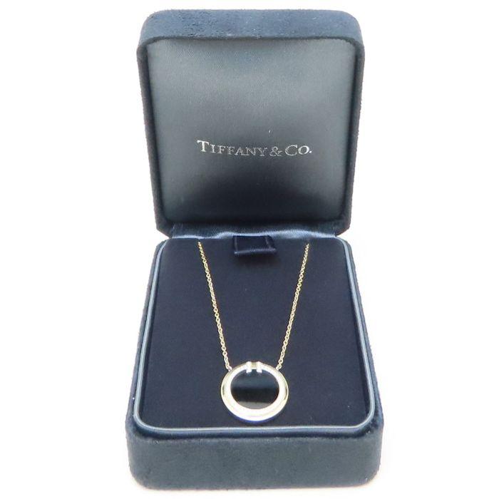 TIFFANY&Co. ティファニーＴサークル オニキス ダイヤモンド ネックレス K18YG イエローゴールド レディース/294456【中古】