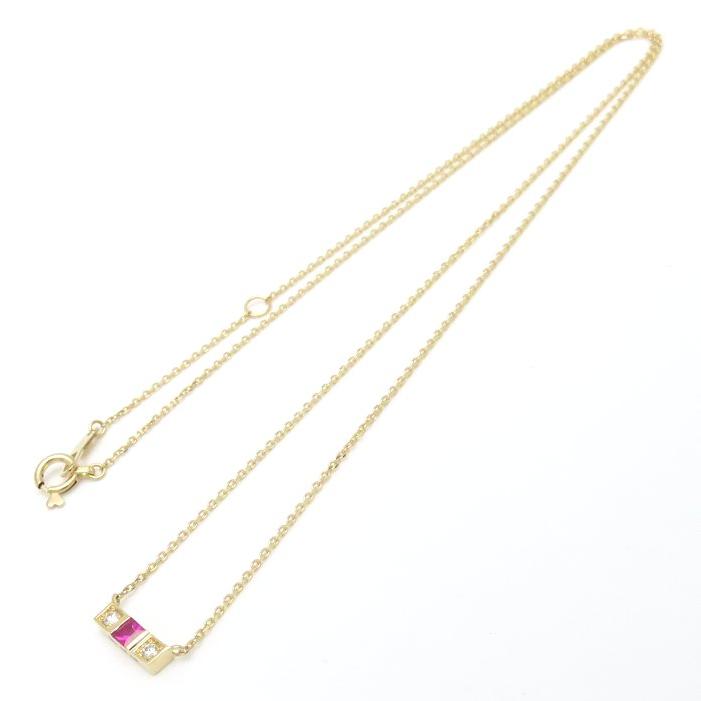 STAR JEWELRY スタージュエリー ミステリアスハート ネックレス ルビー ダイヤモンド0.03ct K18YG レディース/295015【中古】