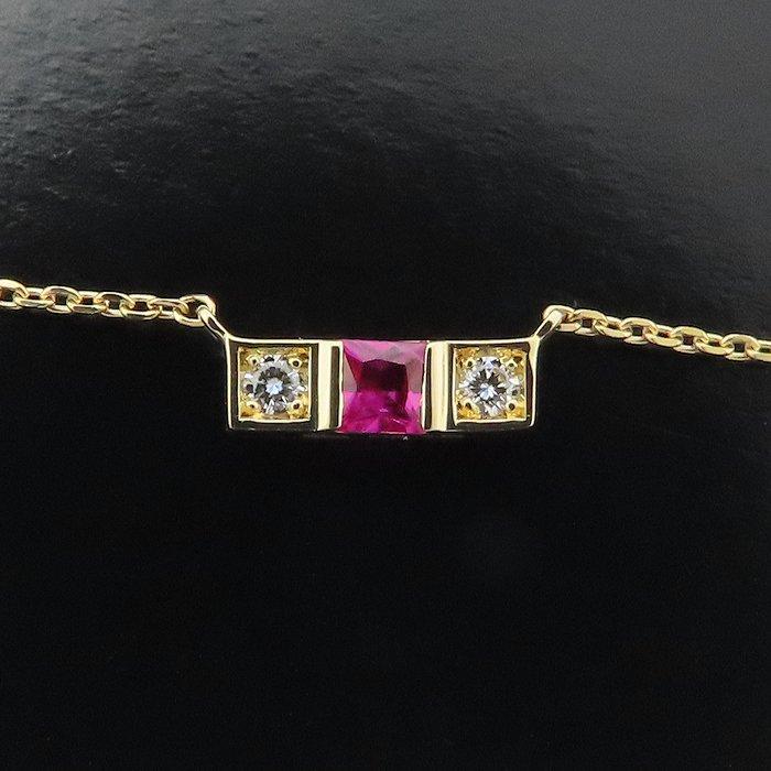 STAR JEWELRY スタージュエリー ミステリアスハート ネックレス ルビー ダイヤモンド0.03ct K18YG レディース/295015【中古】