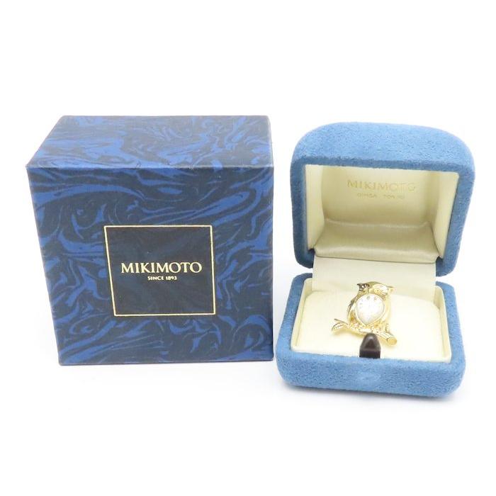 MIKIMOTO（ミキモト） ふくろうモチーフ ピン ブローチ シェル K18YG