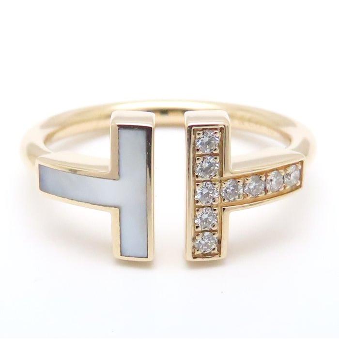 Tiffany Tワイヤーリング K18マザーオブパールダイヤ 10号 美品 TIFFANY&Co.（ティファニー） Tワイヤー リング 指輪 マザーオブパール