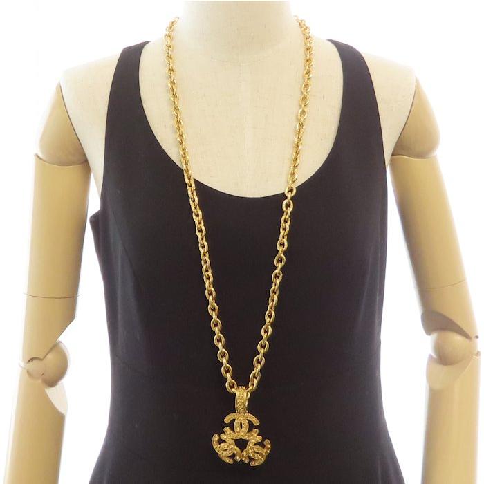 CHANEL シャネル トリプル ココ ネックレス ロングネックレス 94A GP ゴールドメッキ レディース/295490【中古】の画像