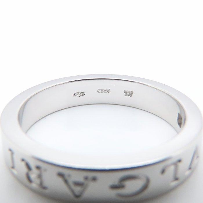 BVLGARI ブルガリ ダブルロゴ リング 指輪 1Pダイヤモンド 17号 K18WG ホワイトゴールド メンズ/295540【中古】【BJ】 BVLGARI（ブルガリ） ダブルロゴ リング 指輪 1Pダイヤモンド 17号