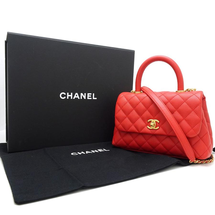 シャネル CHANEL ココハンドルXS A92990 ショルダーバッグ マトラッセ キャビアスキン レッド / 350282【中古】｜phasemidoriya78｜04