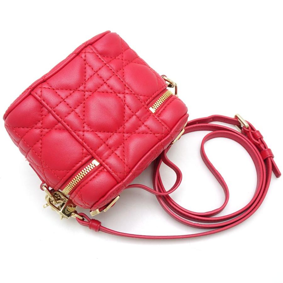 Christian Dior クリスチャンディオール マイクロバニティ レディディオール S0918ONMJ ショルダーバッグ カナージュ レザー レッド/350703【中古】 Christian Dior（クリスチャン・ディオール） マイクロバニティ レディ